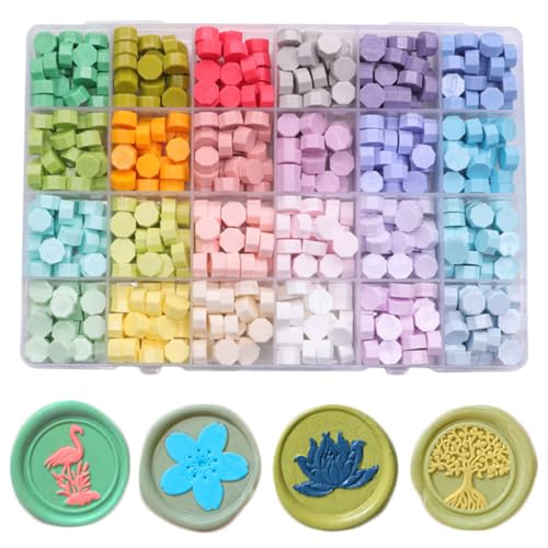 Wachs-Siegel-Perlen, Ioggtser 24 Farben Wachs-Siegel-Perlen-Set mit 600PCS Wachs Siegel-Perlen, Siegellackperlen für Wachs-Siegel-Stempel-Siegel(24 Macaron Colors Series) von Ioggtser
