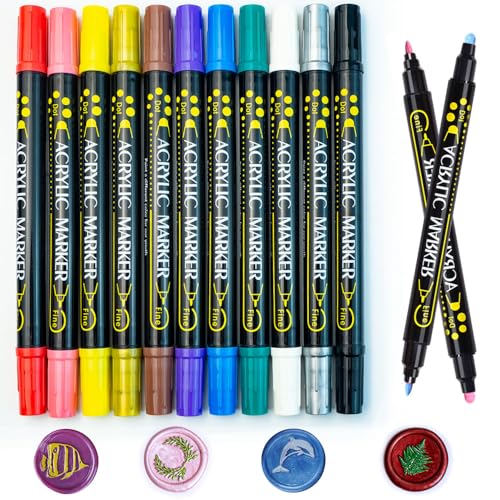 Wachs-Siegel-Stift, Ioggtser 12 PCS Doppelendiger Metallic-Farbstift zum Dekorieren von Wachs-Siegel-Mustern, Premium-Wachs-Stift für Umschlag-Siegel-Wachs von Ioggtser