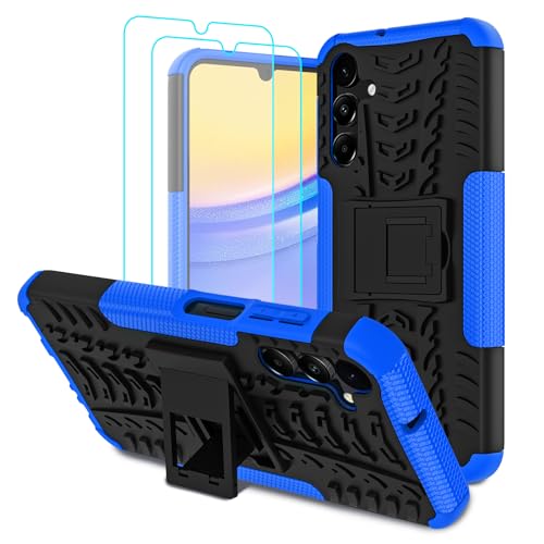 Iokmax Hülle für Samsung Galaxy A15 4G/5G mit 2 Stück Schutzfolie Stoßfest Schutzhülle Kratzfest Handyhülle Case Cover mit Faltbar Ständer, Robust Fallschutz Phone Case für Galaxy A15, Blau Iokmax Hülle für Samsung Galaxy A15 4G/5G mit 2 Stück Schutzfolie Stoßfest Schutzhülle Kratzfest Handyhülle Case Cover mit Faltbar Ständer, Robust Fallschutz Phone Case für Galaxy A15, Blau von Iokmax