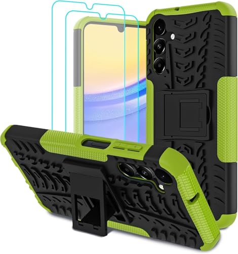 Iokmax Hülle für Samsung Galaxy A15 4G/5G mit 2 Stück Schutzfolie Stoßfest Schutzhülle Kratzfest Handyhülle Case Cover mit Faltbar Ständer, Robust Fallschutz Phone Case für Galaxy A15, Grün Iokmax Hülle für Samsung Galaxy A15 4G/5G mit 2 Stück Schutzfolie Stoßfest Schutzhülle Kratzfest Handyhülle Case Cover mit Faltbar Ständer, Robust Fallschutz Phone Case für Galaxy A15, Grün von Iokmax