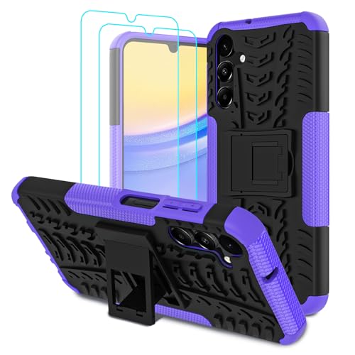 Iokmax Hülle für Samsung Galaxy A15 4G/5G mit 2 Stück Schutzfolie Stoßfest Schutzhülle Kratzfest Handyhülle Case Cover mit Faltbar Ständer, Robust Fallschutz Phone Case für Galaxy A15, Lila Iokmax Hülle für Samsung Galaxy A15 4G/5G mit 2 Stück Schutzfolie Stoßfest Schutzhülle Kratzfest Handyhülle Case Cover mit Faltbar Ständer, Robust Fallschutz Phone Case für Galaxy A15, Lila von Iokmax