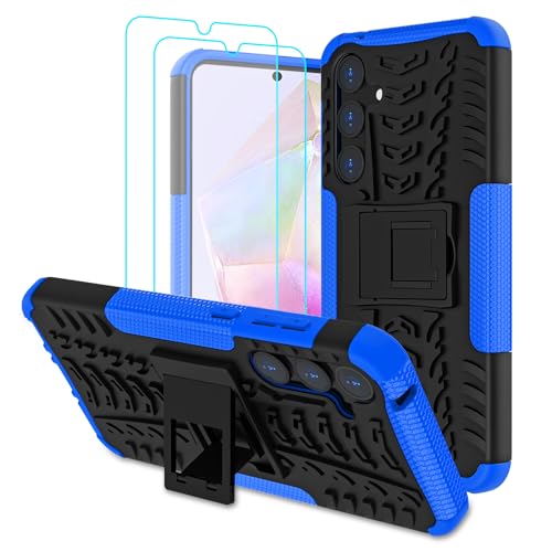 Iokmax Hülle für Samsung Galaxy A35 5G mit 2 Stück Schutzfolie Stoßfest Schutzhülle Kratzfest Handyhülle Case Cover mit Faltbar Ständer, Robust Fallschutz Phone Case für Galaxy A35, Blau Iokmax Hülle für Samsung Galaxy A35 5G mit 2 Stück Schutzfolie Stoßfest Schutzhülle Kratzfest Handyhülle Case Cover mit Faltbar Ständer, Robust Fallschutz Phone Case für Galaxy A35, Blau von Iokmax