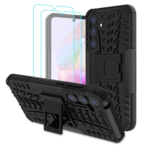 Iokmax Hülle für Samsung Galaxy A35 5G mit 2 Stück Schutzfolie Stoßfest Schutzhülle Kratzfest Handyhülle Case Cover mit Faltbar Ständer, Robust Fallschutz Phone Case für Galaxy A35, Schwarz Iokmax Hülle für Samsung Galaxy A35 5G mit 2 Stück Schutzfolie Stoßfest Schutzhülle Kratzfest Handyhülle Case Cover mit Faltbar Ständer, Robust Fallschutz Phone Case für Galaxy A35, Schwarz von Iokmax