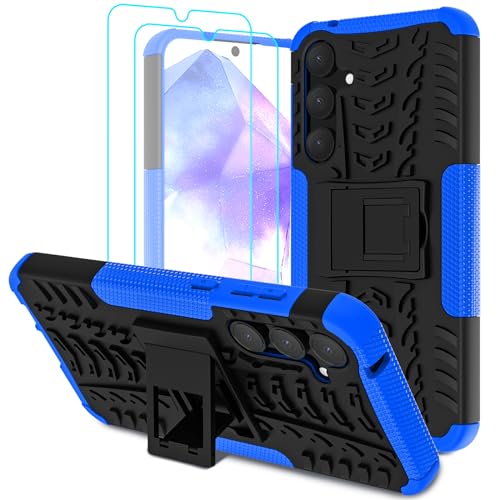 Iokmax Hülle für Samsung Galaxy A55 5G mit 2 Stück Schutzfolie Stoßfest Schutzhülle Kratzfest Handyhülle Case Cover mit Faltbar Ständer, Robust Fallschutz Phone Case für Galaxy A55, Blau Iokmax Hülle für Samsung Galaxy A55 5G mit 2 Stück Schutzfolie Stoßfest Schutzhülle Kratzfest Handyhülle Case Cover mit Faltbar Ständer, Robust Fallschutz Phone Case für Galaxy A55, Blau von Iokmax