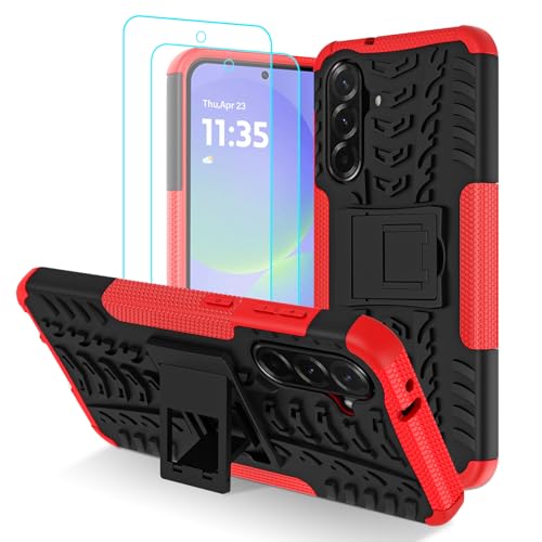 Iokmax Schutzhülle für Samsung Galaxy A36 5G mit 2 HD-Displayschutzfolien, Militärqualität, stoßfest, strapazierfähig, robust, mit Ständer, für Galaxy A36 5G, Rot Iokmax Schutzhülle für Samsung Galaxy A36 5G mit 2 HD-Displayschutzfolien, Militärqualität, stoßfest, strapazierfähig, robust, mit Ständer, für Galaxy A36 5G, Rot von Iokmax