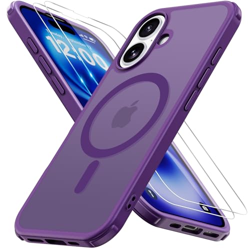 Iokmax für iPhone 16 Hülle für Magsafe mit 2 Stück Schutzfolie, Stoßfest Kratzfest Magnetisch Handyhülle Zertifizierte Militärschutz Dünn Schutzhülle Matt Case für iPhone 16-6.1 Inch, Lila Iokmax für iPhone 16 Hülle für Magsafe mit 2 Stück Schutzfolie, Stoßfest Kratzfest Magnetisch Handyhülle Zertifizierte Militärschutz Dünn Schutzhülle Matt Case für iPhone 16-6.1 Inch, Lila von Iokmax
