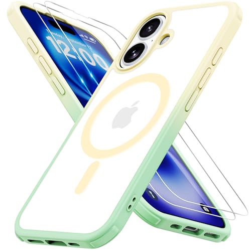 Iokmax für iPhone 16 Hülle für Magsafe mit 2 Stück Schutzfolie, Stoßfest Kratzfest Magnetisch Handyhülle Zertifizierte Militärschutz Dünn Schutzhülle Matt Case für iPhone 16-6.1 Inch-Gold-Grün Iokmax für iPhone 16 Hülle für Magsafe mit 2 Stück Schutzfolie, Stoßfest Kratzfest Magnetisch Handyhülle Zertifizierte Militärschutz Dünn Schutzhülle Matt Case für iPhone 16-6.1 Inch-Gold-Grün von Iokmax