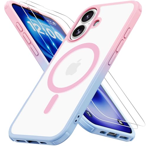 Iokmax für iPhone 16 Hülle für Magsafe mit 2 Stück Schutzfolie, Stoßfest Kratzfest Magnetisch Handyhülle Zertifizierte Militärschutz Dünn Schutzhülle Matt Case für iPhone 16-6.1 Inch-Rosa-Blau Iokmax für iPhone 16 Hülle für Magsafe mit 2 Stück Schutzfolie, Stoßfest Kratzfest Magnetisch Handyhülle Zertifizierte Militärschutz Dünn Schutzhülle Matt Case für iPhone 16-6.1 Inch-Rosa-Blau von Iokmax