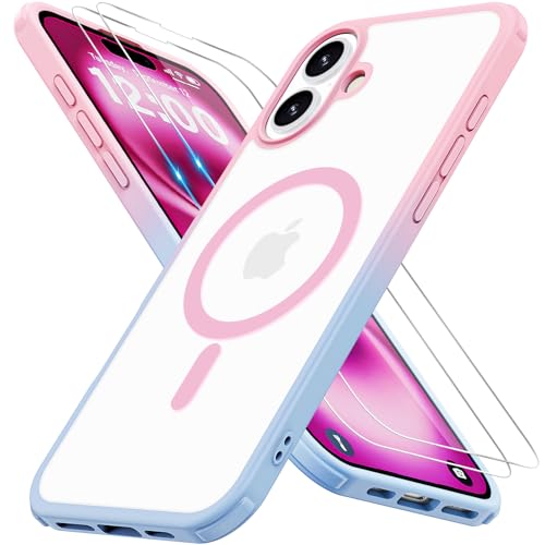 Iokmax für iPhone 16 Plus Hülle für Magsafe mit 2 Stück Schutzfolie, Stoßfest Kratzfest Magnetisch Handyhülle Zertifizierte Militärschutz Dünn Schutzhülle Matt Case für 16 Plus-6.7 Inch-Rosa-Blau Iokmax für iPhone 16 Plus Hülle für Magsafe mit 2 Stück Schutzfolie, Stoßfest Kratzfest Magnetisch Handyhülle Zertifizierte Militärschutz Dünn Schutzhülle Matt Case für 16 Plus-6.7 Inch-Rosa-Blau von Iokmax