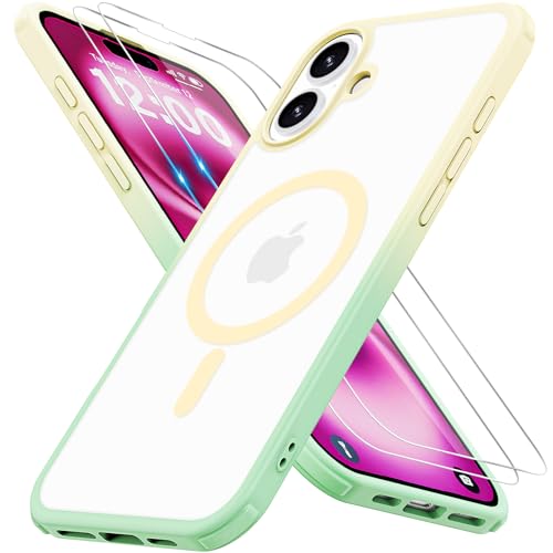 Iokmax für iPhone 16 Plus Hülle für Magsafe mit 2 Stück Schutzfolie, Stoßfest Kratzfest Magnetisch Handyhülle Zertifizierte Militärschutz Dünn Schutzhülle Matt Case für 16 Plus-6.7 Inch-Gold-Grün Iokmax für iPhone 16 Plus Hülle für Magsafe mit 2 Stück Schutzfolie, Stoßfest Kratzfest Magnetisch Handyhülle Zertifizierte Militärschutz Dünn Schutzhülle Matt Case für 16 Plus-6.7 Inch-Gold-Grün von Iokmax