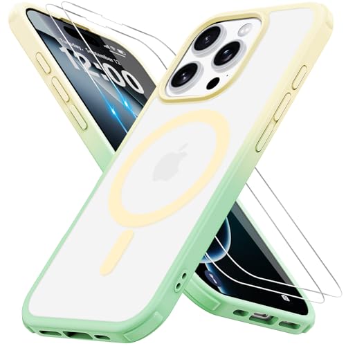 Iokmax für iPhone 16 Pro Hülle für Magsafe mit 2 Stück Schutzfolie, Stoßfest Kratzfest Magnetisch Handyhülle Zertifizierte Militärschutz Dünn Schutzhülle Matt Case für iPhone 16 Pro-6.3 Inch-Gold-Grün Iokmax für iPhone 16 Pro Hülle für Magsafe mit 2 Stück Schutzfolie, Stoßfest Kratzfest Magnetisch Handyhülle Zertifizierte Militärschutz Dünn Schutzhülle Matt Case für iPhone 16 Pro-6.3 Inch-Gold-Grün von Iokmax