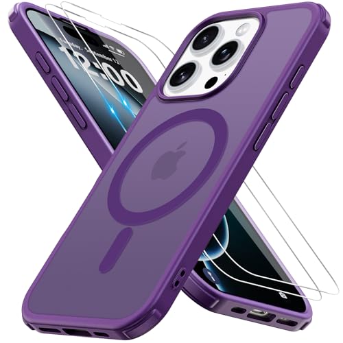 Iokmax für iPhone 16 Pro Hülle für Magsafe mit 2 Stück Schutzfolie, Stoßfest Kratzfest Magnetisch Handyhülle Zertifizierte Militärschutz Dünn Schutzhülle Matt Case für iPhone 16 Pro-6.3 Inch, Lila Iokmax für iPhone 16 Pro Hülle für Magsafe mit 2 Stück Schutzfolie, Stoßfest Kratzfest Magnetisch Handyhülle Zertifizierte Militärschutz Dünn Schutzhülle Matt Case für iPhone 16 Pro-6.3 Inch, Lila von Iokmax