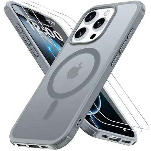 Iokmax für iPhone 16 Pro Hülle für Magsafe mit 2 Stück Schutzfolie, Stoßfest Kratzfest Magnetisch Handyhülle Zertifizierte Militärschutz Dünn Schutzhülle Matt Case für iPhone 16 Pro-6.3 Inch, Grau Iokmax für iPhone 16 Pro Hülle für Magsafe mit 2 Stück Schutzfolie, Stoßfest Kratzfest Magnetisch Handyhülle Zertifizierte Militärschutz Dünn Schutzhülle Matt Case für iPhone 16 Pro-6.3 Inch, Grau von Iokmax