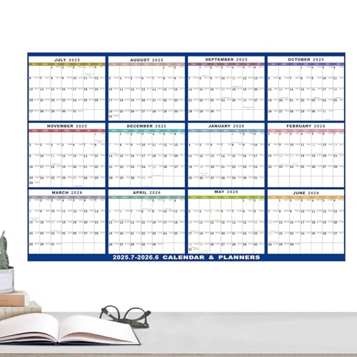Erasable Calendar, Dry Erase 12-Month Wall Planner, Smooth Writing Reusable Monthly Organizer with Marker, Home Scheduling Tool for Familien und Paare, 56 x 90 cm von Iouyjiu