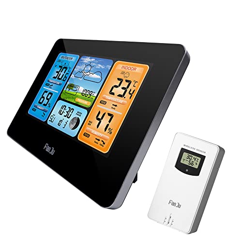 FJ3373 Multifunktions-Digital-Wetterstation, LCD-Wecker, Innen- und Außenwettervorhersage, Barometer, Thermometer, Hygrometer mit kabellosem Außensensor, USB-Netzkabel von Irfora