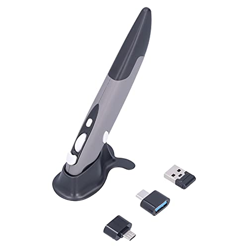 Irfora BT Mouse Pen Kleiner Kompakter Drahtloser Mouse Pen Stylus, 3 DPIs, Plug and Play, Linkshänder Angepasst, Mobiler Betrieb für PC, Smart Television, Set-Top-Box (Dunkelgrau) von Irfora