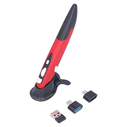 Irfora BT Mouse Pen Kleiner Kompakter Drahtloser Mouse Pen Stylus, 3 DPIs, Plug and Play, Linkshänder Angepasst, Mobiler Betrieb für PC, Smart Television, Set-Top-Box (Schwarz rot) von Irfora