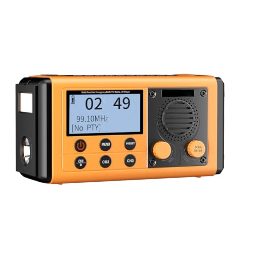 Notfallradio, Solarbetriebenes Radio, BT-Lautsprecher, 10000-mAh-Handkurbel-Ladung, LED-Taschenlampe, SOS-Alarm, IPX6, Ideal für Camping und Notfall, Kompakte und Robuste Desi (Gelb) von Irfora
