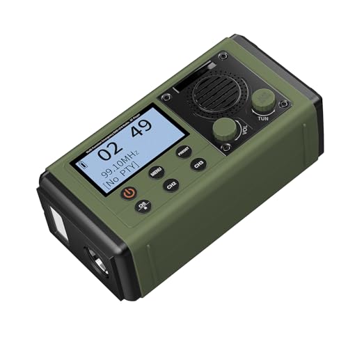 Notfallradio, Solarbetriebenes Radio, BT-Lautsprecher, 10000-mAh-Handkurbel-Ladung, LED-Taschenlampe, SOS-Alarm, IPX6, Ideal für Camping und Notfall, Kompakte und Robuste Desi (OD grün) von Irfora