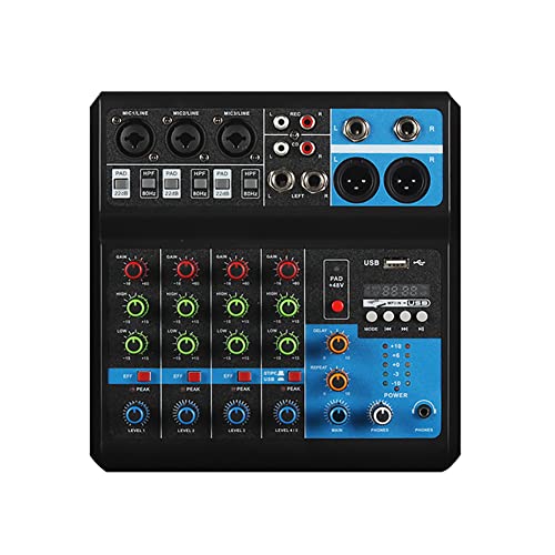 DJ Mischer 5-Kanal Professional 48V USB Mini Audio Mixer Audio Mischpult DJ Konsole Soundboard für Stereoanlage Streaming von Iriisy