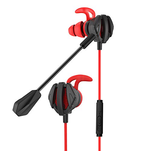 In-Ear-Gaming-Kopfhörer, In-Ear-Kopfhörer mit Kabel und Mikrofon, Gaming Multi-Plattform, Gaming für PS4, PC, Xbox, Pubg, Doppelmikrofon, professionelle Gaming-Kopfhörer 3,5 mm (rot) von Iriisy