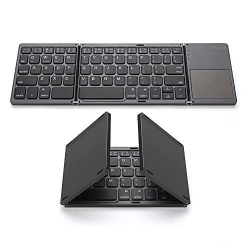 Irishom Kabellose Bluetooth-Tastatur, faltbar, Taschengröße, Mini-Tastatur mit Touchpad, kompatibel mit Android/Windows/PC/Tablet (amerikanisches Tastaturlayout) von Irishom