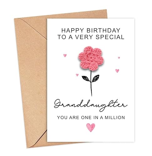 Geburtstagskarte für Enkelin, handgefertigt, gehäkelt, Aufschrift "Happy Birthday Daughter", Geschenk für die Tochter, Andenken an die besondere Enkelin, Sie sind eine in einer Million, englische Geburtstagskarte für Enkelin, handgefertigt, gehäkelt, Aufschrift "Happy Birthday Daughter", Geschenk für die Tochter, Andenken an die besondere Enkelin, Sie sind eine in einer Million, englische von IrmaShops