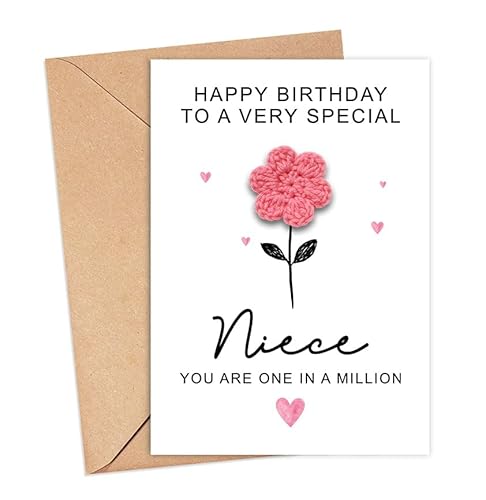 IrmaShops Geburtstagskarte für Nichte, handgefertigt, gehäkelte Blume, Happy Birthday Nieces Karte, Geschenk für Nichten, Geschenk für besondere Nichten, Geschenk für eine ganz besondere Nichte, Sie IrmaShops Geburtstagskarte für Nichte, handgefertigt, gehäkelte Blume, Happy Birthday Nieces Karte, Geschenk für Nichten, Geschenk für besondere Nichten, Geschenk für eine ganz besondere Nichte, Sie von IrmaShops