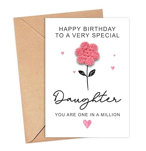 IrmaShops Geburtstagskarte für die Tochter, gehäkelte Blume, handgefertigt, "Happy Birthday Daughters", besonderes Andenken für Mädchen, Geschenk zum Geburtstag – "To A Very Special Daughter You Are IrmaShops Geburtstagskarte für die Tochter, gehäkelte Blume, handgefertigt, "Happy Birthday Daughters", besonderes Andenken für Mädchen, Geschenk zum Geburtstag – "To A Very Special Daughter You Are von IrmaShops