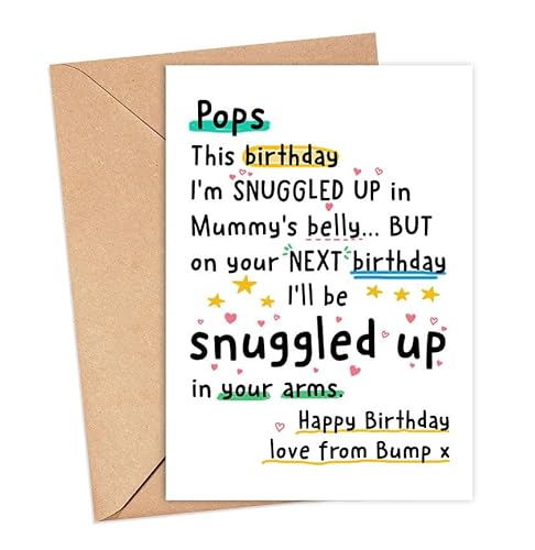 Pops – Love From The Bump Geburtstagskarte – Next Birthday I'll Be Snuggled Up In Your Arms – Pops To Be Karte – Geburtstagskarte von The Bump – Pops Bday Cards – Special Daddy von IrmaShops