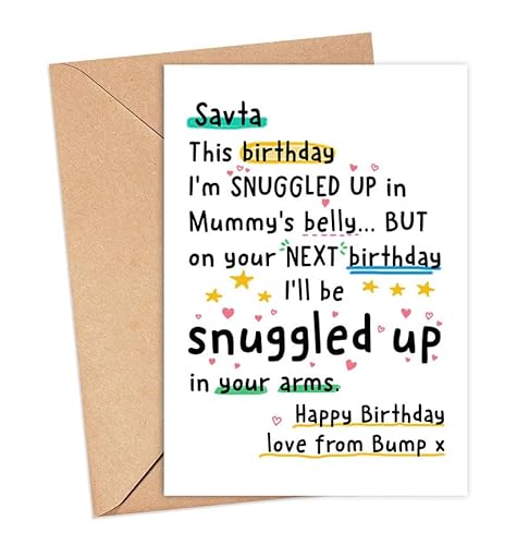 Savta – Love From The Bump Geburtstagskarte – Next Birthday I'll Be Snuggled Up In Your Arms – Savta To Be Karte – Geburtstagskarte von The Bump – Savta Bday Cards – Special Daddy Savta – Love From The Bump Geburtstagskarte – Next Birthday I'll Be Snuggled Up In Your Arms – Savta To Be Karte – Geburtstagskarte von The Bump – Savta Bday Cards – Special Daddy von IrmaShops