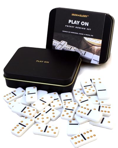 Travel Domino-Set – Mini Domino-Geschenkset mit Aluminium-Tragetasche von Iron And Glory