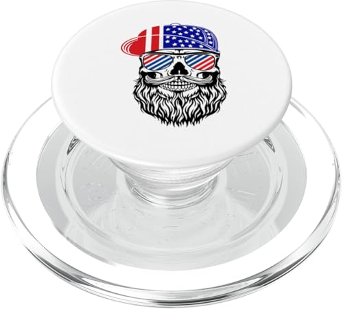 Patriotic Bearded Skull with US Flag Edgy American Style PopSockets PopGrip für MagSafe von Iron Kor