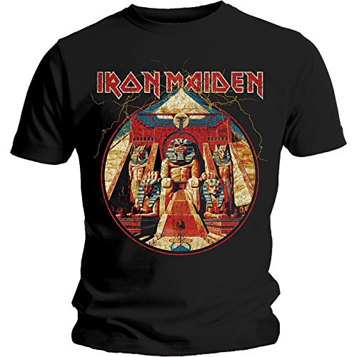 T-Shirt # L Black Unisex # Powerslave Lightning Circle von Iron Maiden