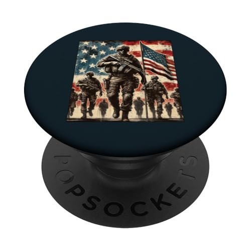 Brave Patriotic Military Soldat Marching Hero Memorial Day PopSockets Klebender PopGrip Brave Patriotic Military Soldat Marching Hero Memorial Day PopSockets Klebender PopGrip von Iron Oath Apparel.USA