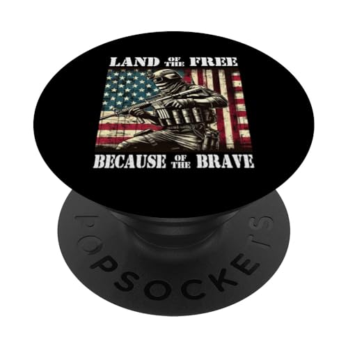 Land der Freien wegen des Braven Militär-Gedenktages PopSockets Klebender PopGrip Land der Freien wegen des Braven Militär-Gedenktages PopSockets Klebender PopGrip von Iron Oath Apparel.USA