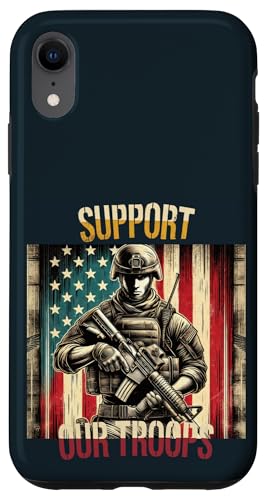 Unterstützen Sie unsere Truppen Patriotic American Soldier Military Pride Hülle für iPhone XR Unterstützen Sie unsere Truppen Patriotic American Soldier Military Pride Hülle für iPhone XR von Iron Oath Apparel.USA
