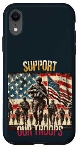 Unterstützen Sie unsere Truppen Patriotic American Soldier Military Pride Hülle für iPhone XR von Iron Oath Apparel.USA