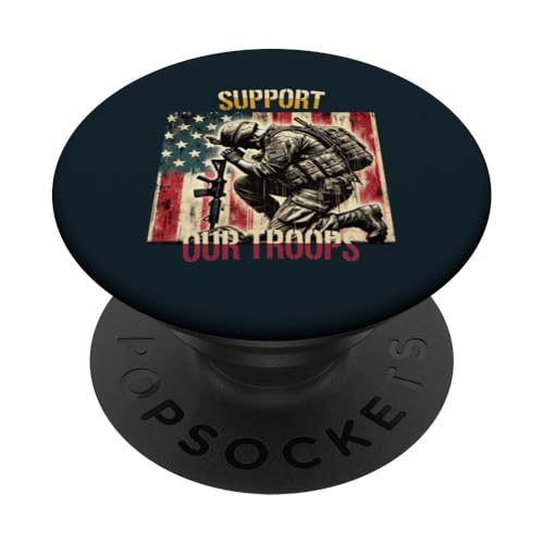 Unterstützen Sie unsere Truppen Patriotic American Soldier Military Pride PopSockets Klebender PopGrip Unterstützen Sie unsere Truppen Patriotic American Soldier Military Pride PopSockets Klebender PopGrip von Iron Oath Apparel.USA