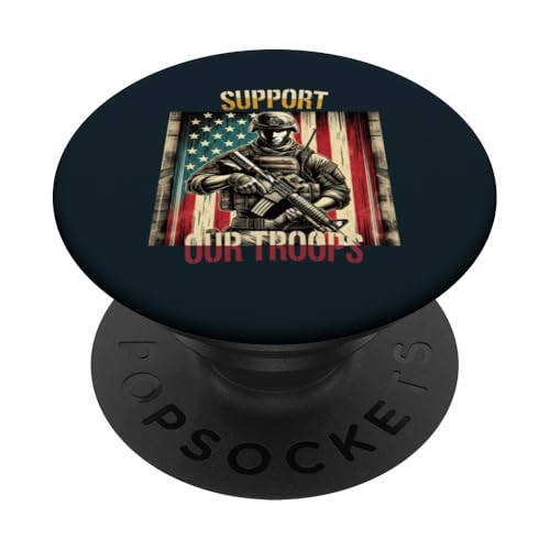 Unterstützen Sie unsere Truppen Patriotic American Soldier Military Pride PopSockets Klebender PopGrip Unterstützen Sie unsere Truppen Patriotic American Soldier Military Pride PopSockets Klebender PopGrip von Iron Oath Apparel.USA