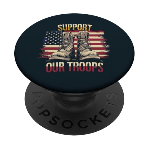 Unterstützen Sie unsere Truppen US-Militärkampfstiefel Veteranentag PopSockets Klebender PopGrip Unterstützen Sie unsere Truppen US-Militärkampfstiefel Veteranentag PopSockets Klebender PopGrip von Iron Oath Apparel.USA