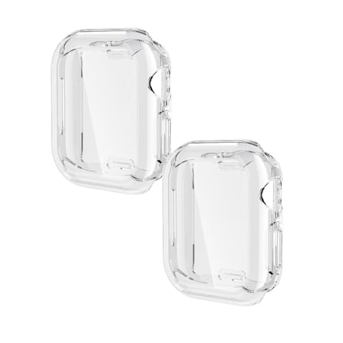 2 Stück Hülle mit Schutzfolie Kompatibel mit Apple Watch 10 42mm/46mm, Flexible TPU Schutzhülle Anti-Kratzfest Vollschutz Gehäuse (Klar/Klar) von IsMoon