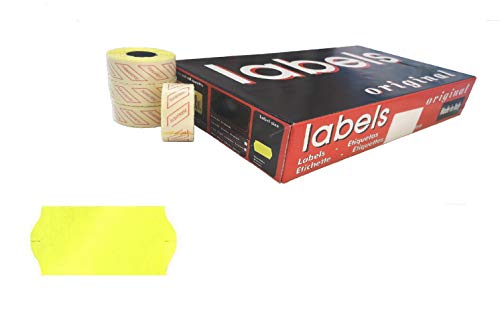 48.600 permanent gelb fluoreszierende 26 x 12 mm gewellte Etiketten, für 1 Zeilig-Preisauszeichner - 36 Etikettenrollen von Ispa Rotoli