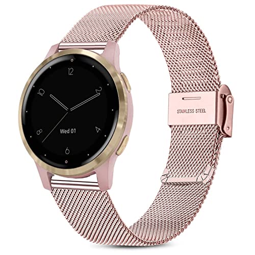 Issinlky Armband für Garmin Vivoactive 4S/Venu 2S/Venu 3S/Vivomove 3S, 18 mm Edelstahl Metall Armband für Fossil Damen Gen 6/5E/Q Venture HR Gen 4/3 von Issinlky