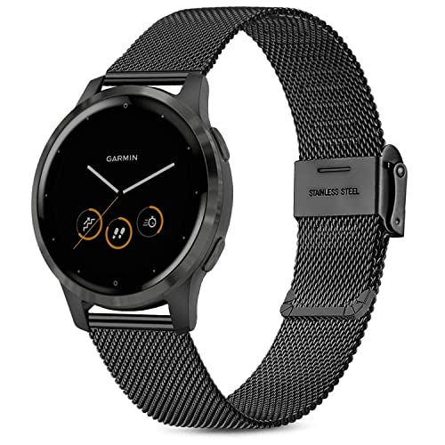 Issinlky Armband für Garmin Vivoactive 4S/Venu 2S/Venu 3S/Vivomove 3S, 18 mm Armband Edelstahl Metall für Fossil Damen Gen 6/Fossil Damen Gen 5E/Fossil Damen Q Venture HR Gen 4/Gen 3 von Issinlky