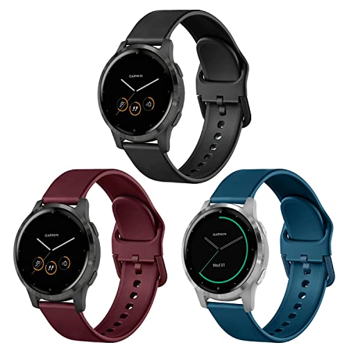 Issinlky Armband für Garmin Vivoactive 4S/Venu 2S/Venu 3S/Vivomove 3S, 18 mm, Silikonarmband für Fossil Damen Gen 6/Fossil Damen Gen 5E/Fossil Damen Q Venture HR Gen 4/Gen 3 von Issinlky