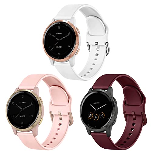 Issinlky Armband für Garmin Vivoactive 4S/Venu 2S/Venu 3S/Vivomove 3S, 18mm Armband Silikonarmband für Fossil Damen Gen 6/Fossil Damen Gen 5E/Fossil Damen Q Venture HR Gen 4/Gen 3 von Issinlky
