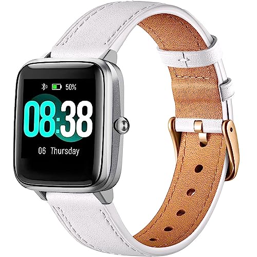 Issinlky Echtes Lederband kompatibel ID205L,19mm Armband für Willful YAMAY SW021 SW023/LIFEBEE ID205L/ID205S ID205G ID215G ID216 ID205U/ WF021 WF025/Uwatch3 GT Ufit Smart Watch von Issinlky