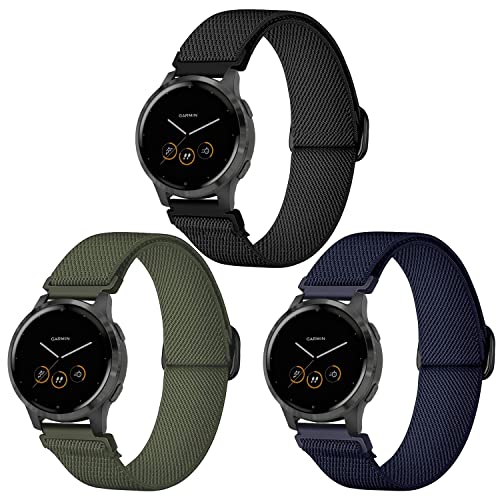 Issinlky Elastisches Nylonband für Garmin Venu 2S/Venu 3S, Garmin Vivoactive 3S, Garmin Vivoactive 4S, 18mm band für Fossil Women's Gen 5E 42 mm, Gen 6 42 mm,Fossile Q Venture Gen 3/Gen 4 Smart Watch von Issinlky