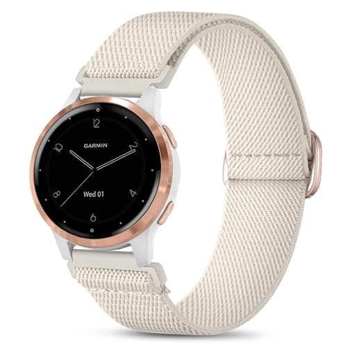 Issinlky Elastisches Nylonband für Garmin Venu 2S/Venu 3S, Garmin Vivoactive 3S, Garmin Vivoactive 4S, 18mm band für Fossil Women's Gen 5E 42 mm, Gen 6 42 mm,Fossile Q Venture Gen 3/Gen 4 Smart Watch von Issinlky
